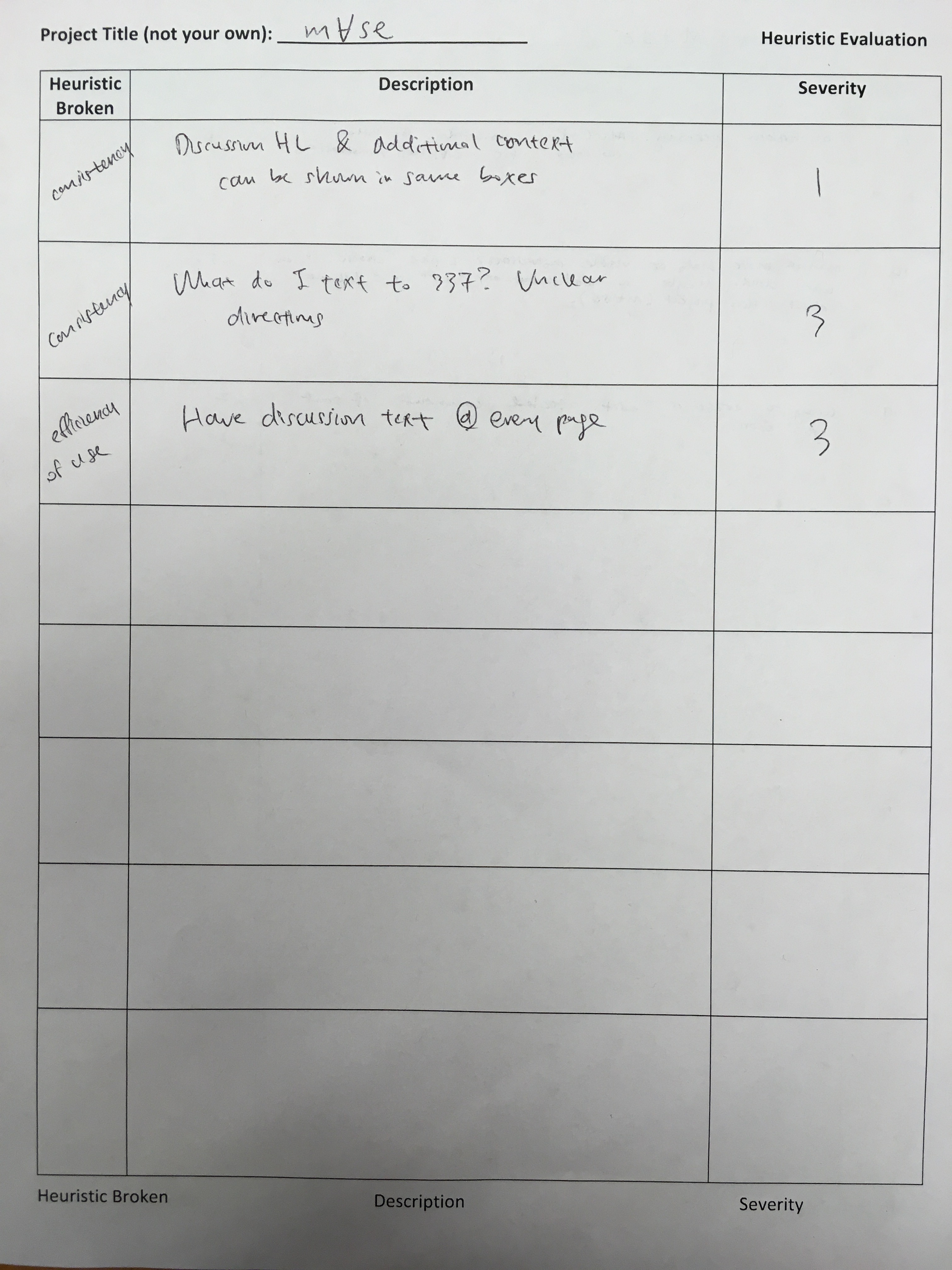 Figure 1: Heuristic Evaluation 1